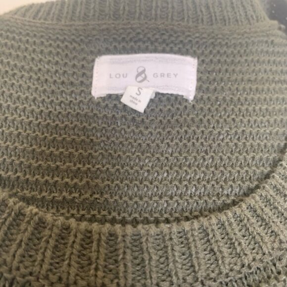 Lou & Grey Knit Tank S Woven Sleeveless Tunic Length Olive Moss Green Rib Cozy - Picture 6 of 8